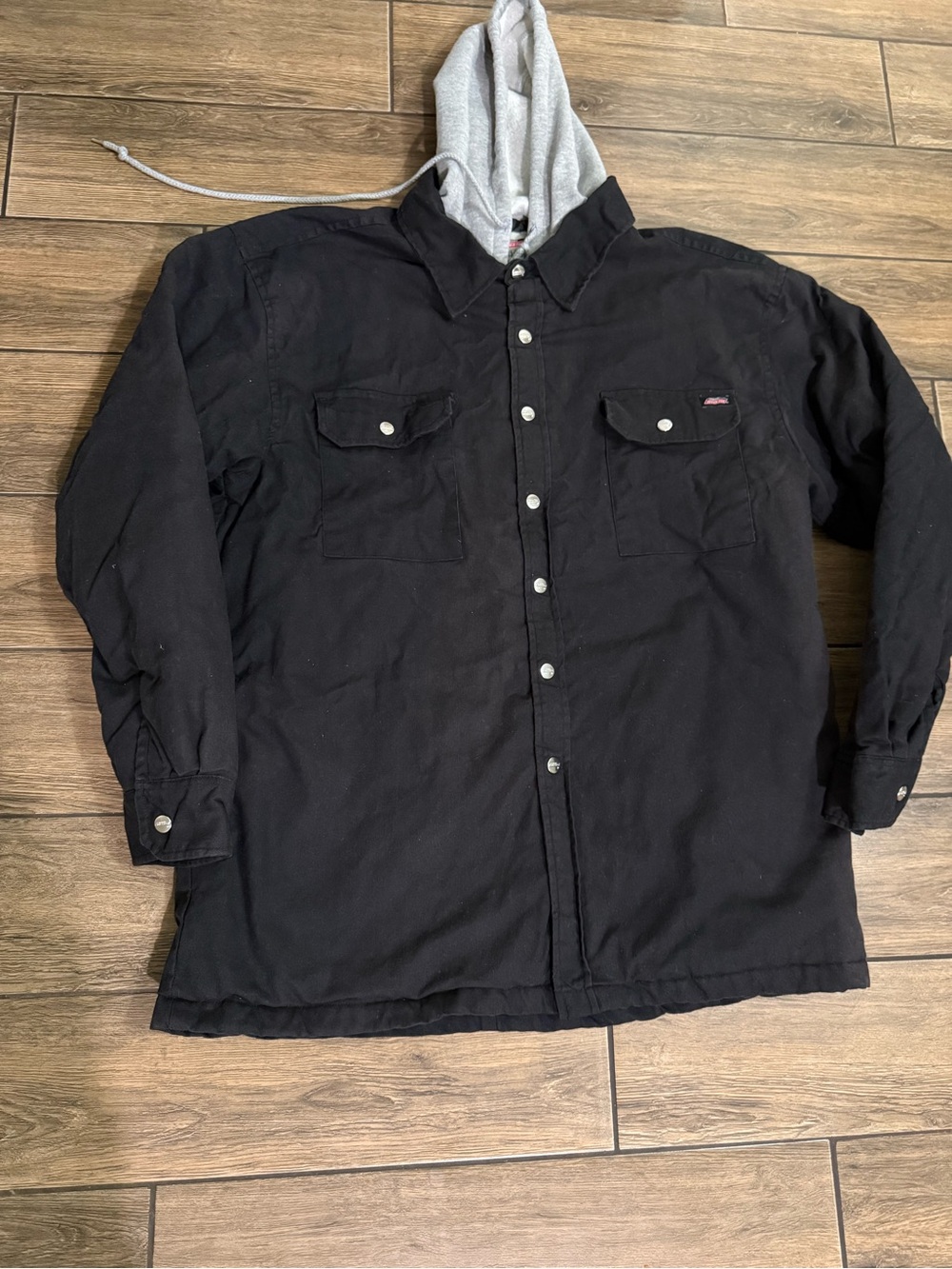 Men's Dickies Black Hoodie Workwear Jacket - Size XL - Zip and Snap Front